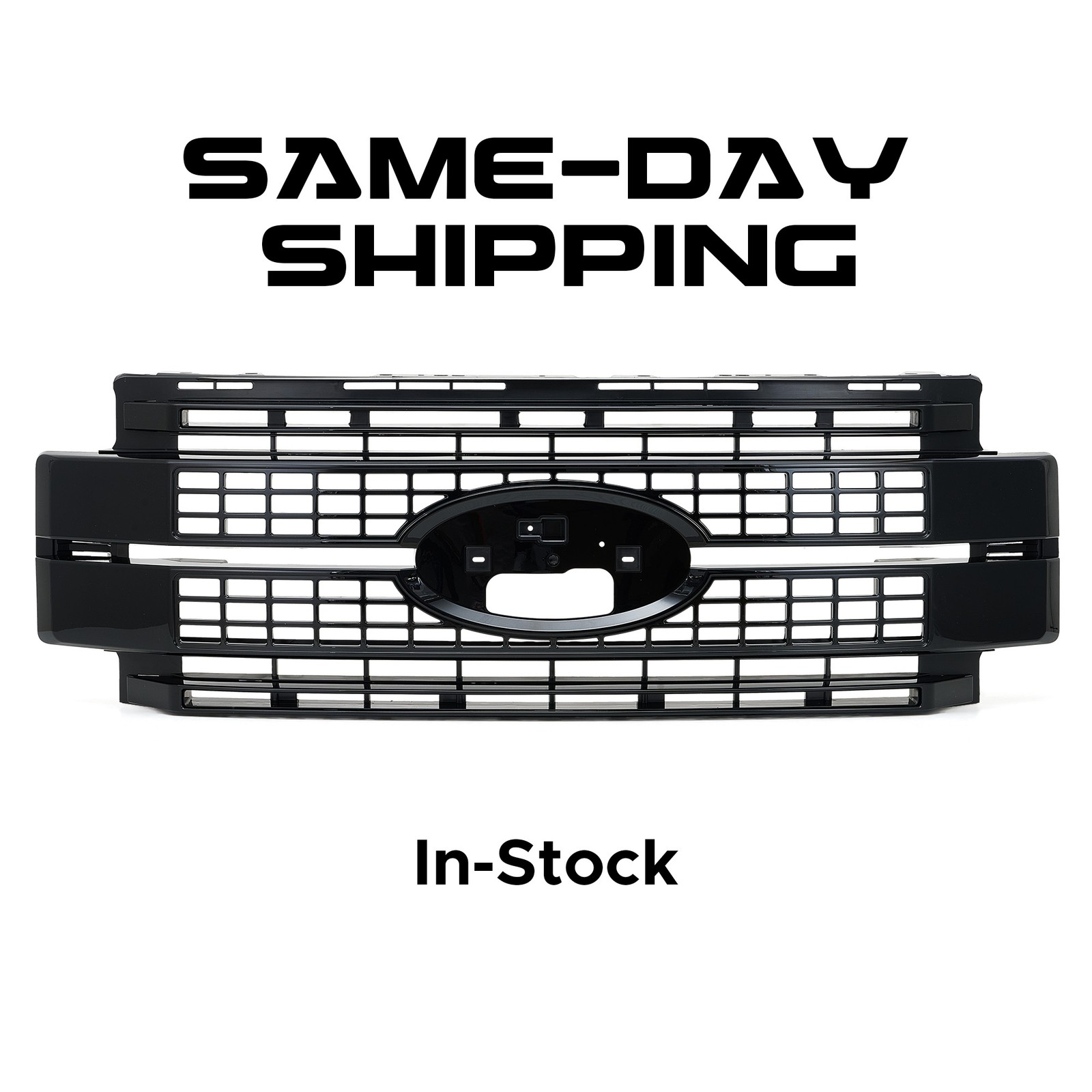 Platinum Front Upper Grille Gloss Black For Ford F250 F350 Super Duty 2017-2019