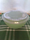 Vintage Fire King Jadeite 5 1/2" Round Ribbed Left-over Bowl w/Crystal Lid