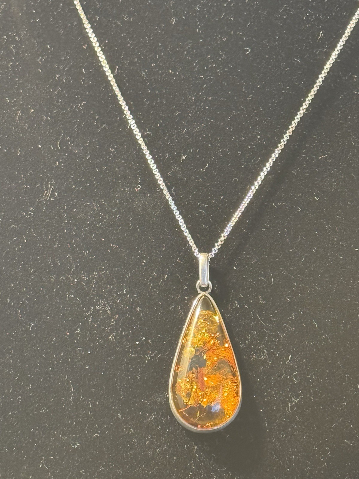925 Amber Teardrop Necklace- Poland