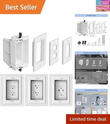 Recessed Outlet/Electrical Box Single Gang, Recessed for Wall Mount TV, Anten...