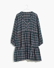 Madewell Flannel Colette Mini Dress in Plaid Size 14 Cottagecore Fall Winter