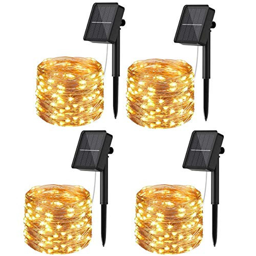 [4 Pack]Solar Fairy Lights Outdoor, 12m 120LED Solar String Lights Waterproof 8
