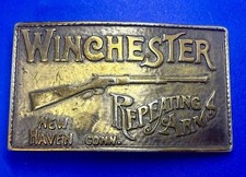 Winchester Repeating Arms Company Riffle Logo New Haven Conn. Belt Buckle