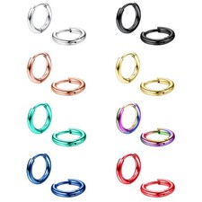 8 Pairs 316L Surgical Stainless Steel Small Hoop Earrings for Men Women Hypoa...