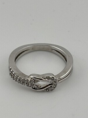 Local Eclectic Sterling Silver Belt Buckle Ring Size 5 Cubic Zirconia CZ Pave