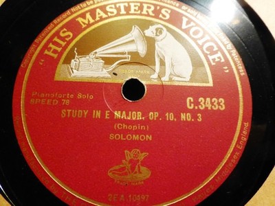 SOLOMON Cutner Piano Chopin Etude E Major Op 10.3/ Waltz A FLat op 42 HMV C3433