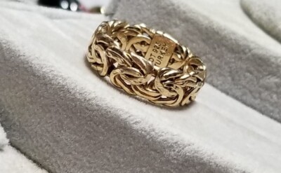Ross Simons 18k Gelbgold/Sterling Silber byzantinischer Daumen breiter Bandring OT
