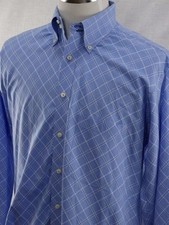 Men's Hilfiger Dress Shirt, Light Blue /White Checked, 16 Regular