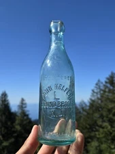 Antique Bound Brook New Jersey Blob Top Beer Bottle ☆1890s Aqua NJ Ale!