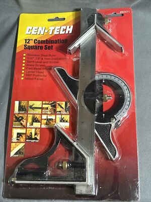 CEN-TECH 12'' COMBINATION SQUARE SET NEVER USED OPEN PACKAGE 