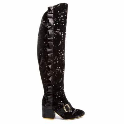 IRREGULAR CHOICE - SCHWARZE DAMEN OVERKNEE STIEFEL MITTELDICKER ABSATZ - GR. 38
