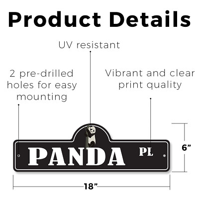 Panda (3 Pack) Plastic Street Sign Crossing Warning Vintage Rustic