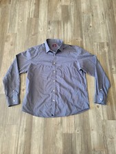 UNTUCKit Dress Shirt Men XL Blue Striped Slim Fit Wrinkle Free Button Up Comfort