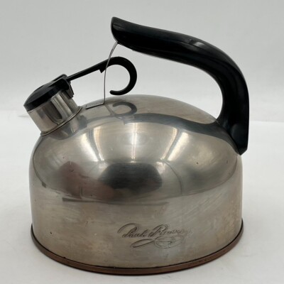 Vintage 1801 Revere Ware Copper Bottom Whistling Tea Kettle Pot 86-6 Heavy 6 Cup