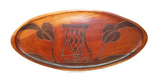Hand-Carved Large Oval Wood Platter Serving Tray 22" Long x 10" Wide  M4607