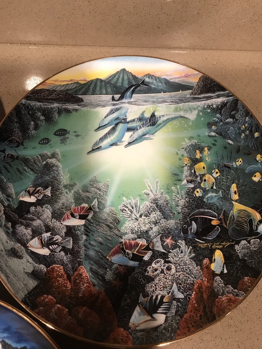 Set Of 3 Beautiful Danbury Mint Underwater Paradise Plates By