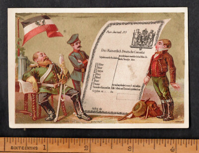 Deutschland frühe Pässe seltene französische Sammelkarte 1890er Kaiser Dokument Flagge