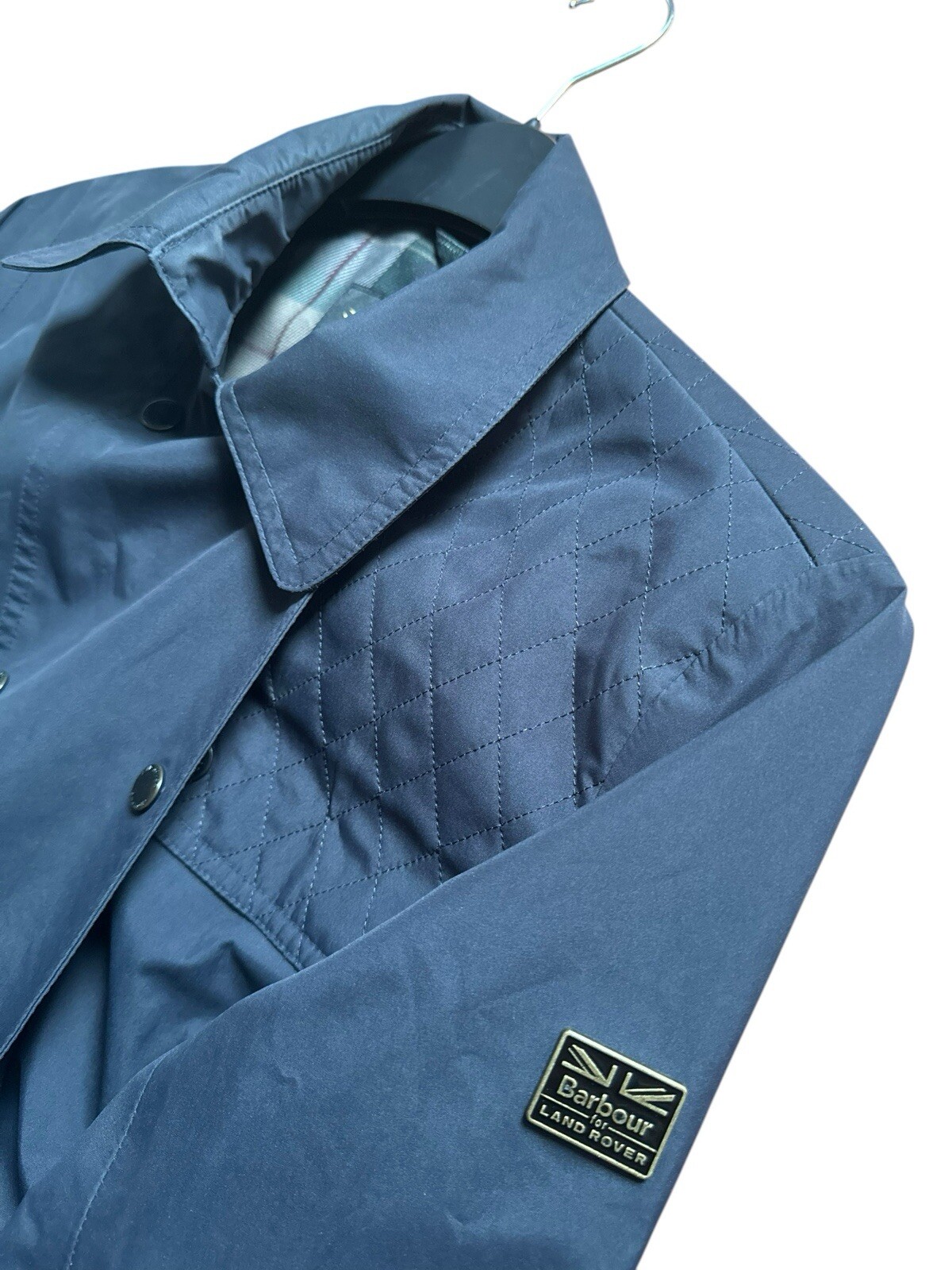 Barbour X Land Rover Waterproof & Breathable Mac Trench Size 8 Navy Dark Grey image 2
