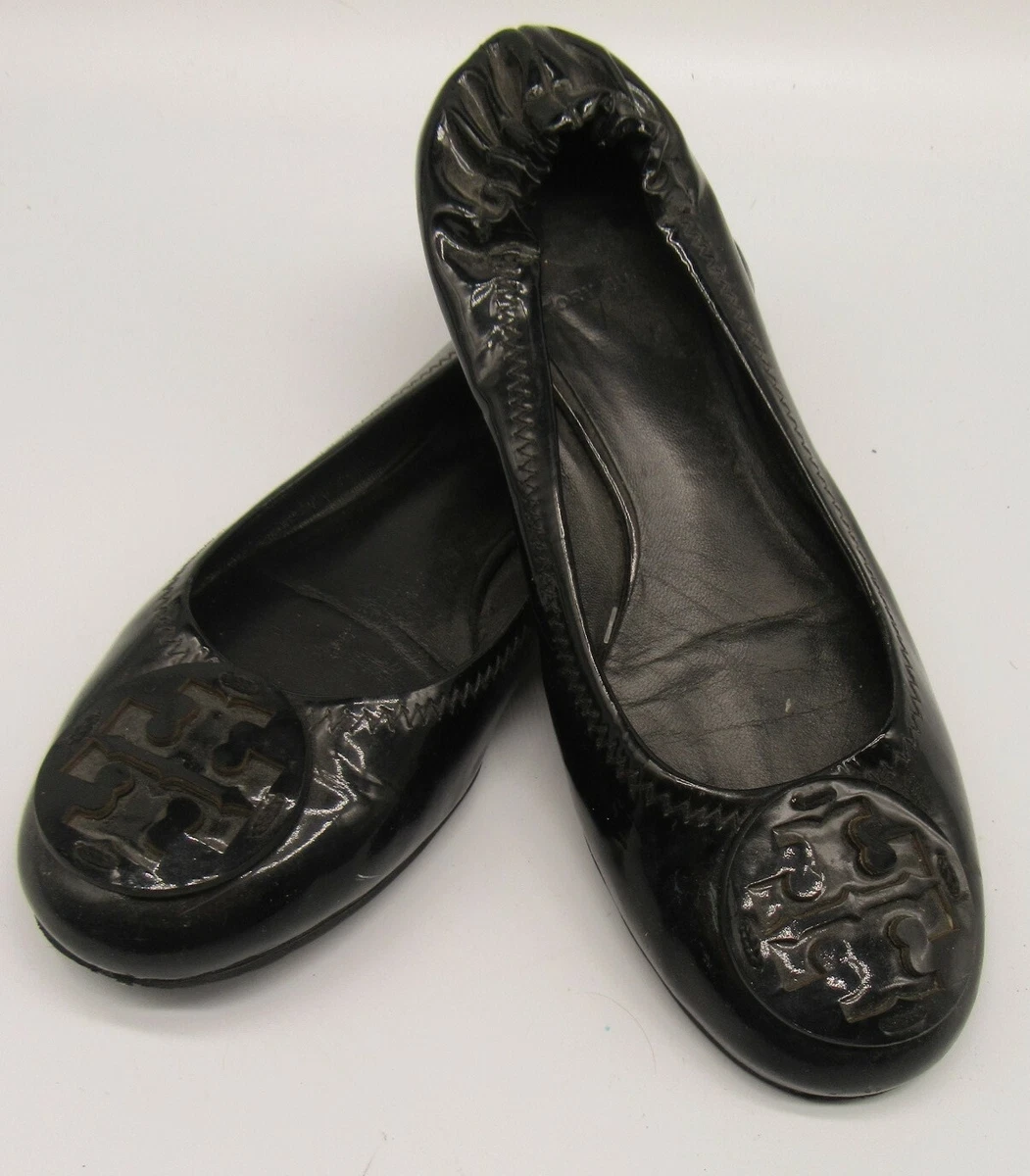 Tory burch black patent leather cheap flats