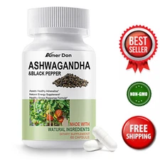 Organic Ashwagandha 1300 Mg-60 Vegan Capsules Pure Organic Ashwagandha Powder