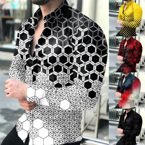 insert Afford Allergic Men Plaid Long Sleeve Shirts Solid Color Luxury Clothes Printed Shirts Tops  | eBay