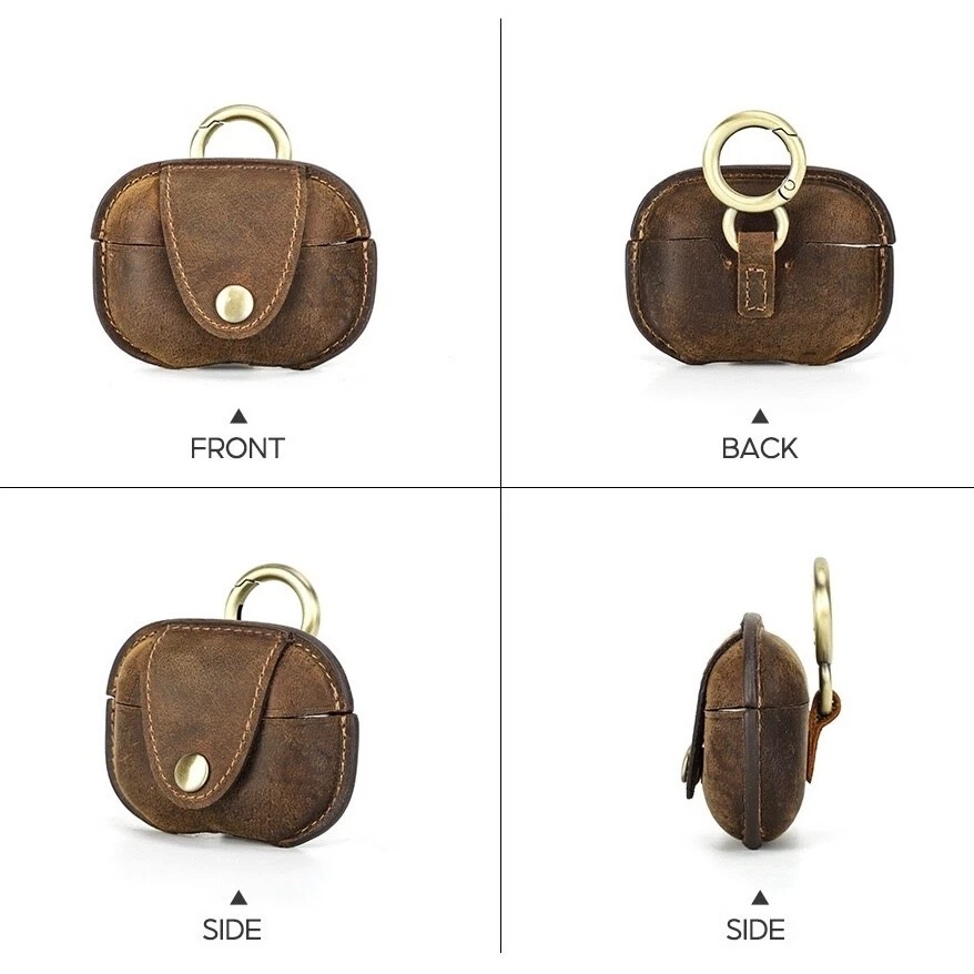 Funda de cuero hecha a mano para Apple AirPods Pro 2 - Clip de cubierta protectora a prueba de golpes Foto 4 de 4