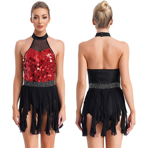 Womens Sparkly Latin Dance Leotard Dress Samba Tango Ballroom Dance Costume - Picture 80 of 140