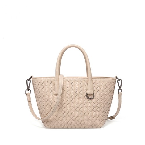 HZ-3069 Women's Vegan Leather Woven Small Top Zip Satchel Tote - Afbeelding 17 van 18