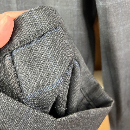 Arnold Brant Suit Mens 44L Gray Windowpane 3 Button 100% Wool Pants 34x32 Canvas - Picture 19 of 24