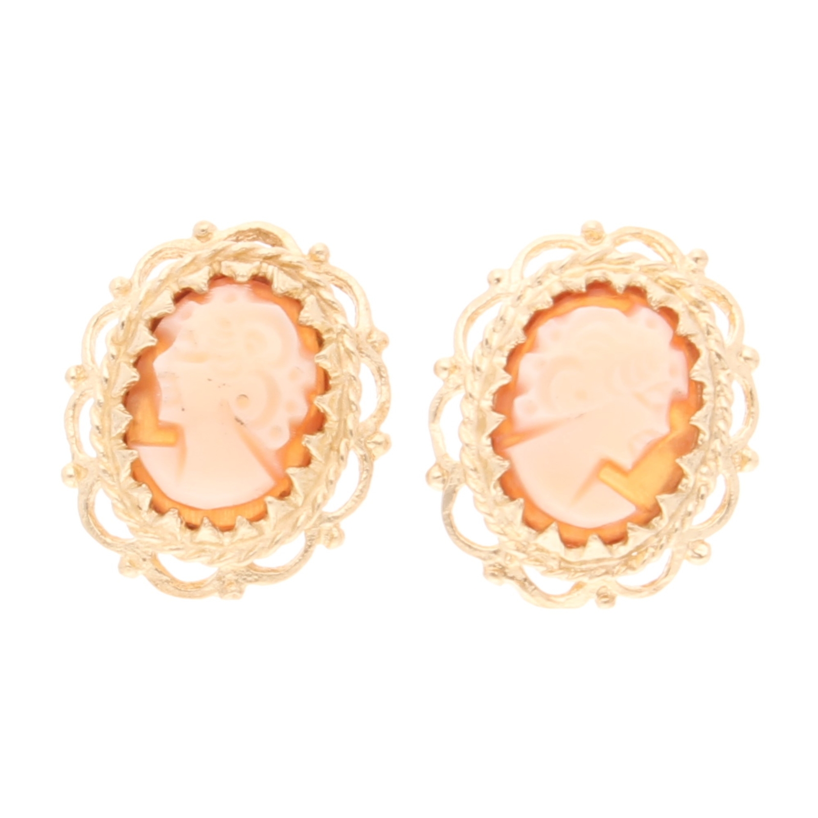 9Carat Yellow Gold Cameo Stud Earrings (10.5x12.5mm)