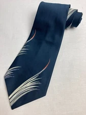 Vintage Necktie 1970's Swing Wide Neck Tie Blue Abstract Art Deco Swirl Jacquard