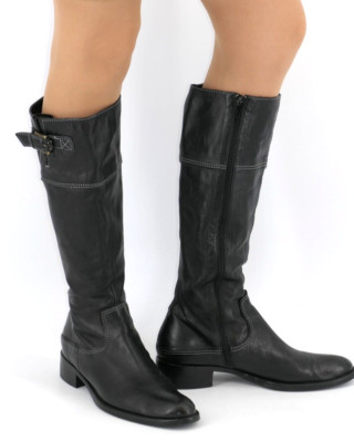 Kämpgen Damen handmade Stiefel Schnalle ca.  Gr. 41 schwarz Leder vibram
