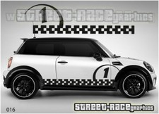 Mini Cooper S Works side racing stripes 016b vinyl stickers decals graphics