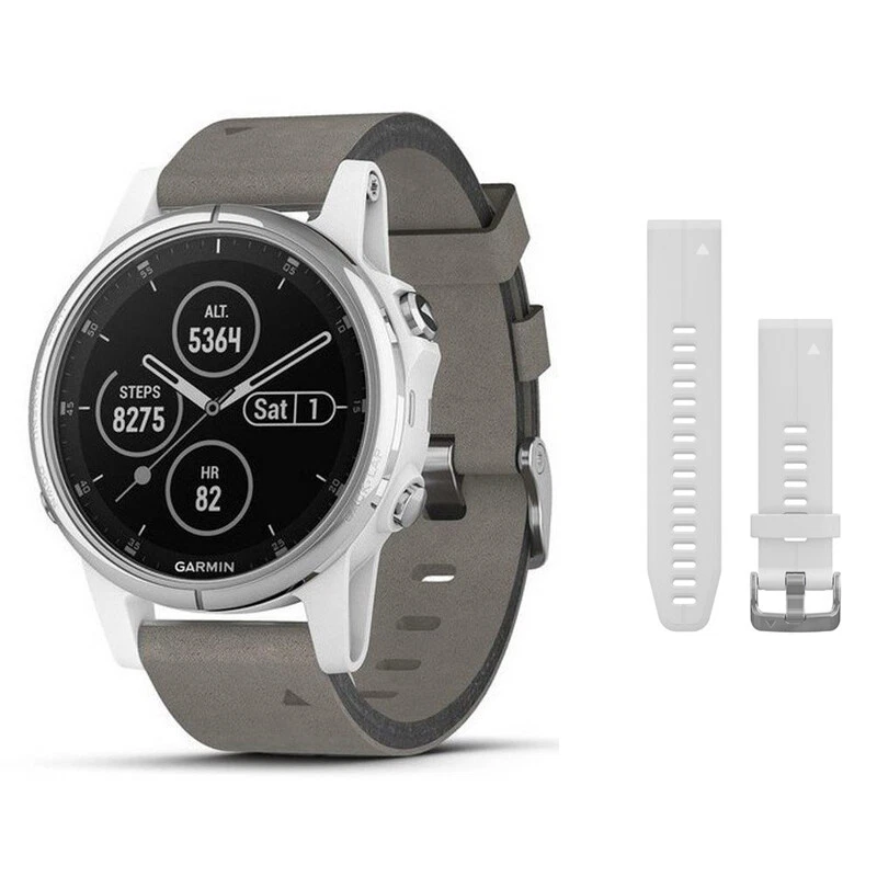 Garmin FENIX 5S PLUS Smartwatch Watch Leather Gray Sapphire 42mm