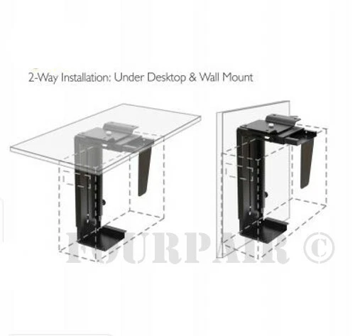 Soporte de montaje giratorio torre estuche para computadora PC CPU pared o debajo del escritorio ajustable NUEVO Foto 3 de 4