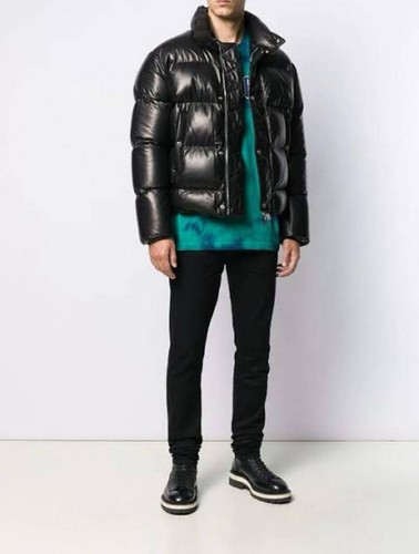 DSQUARED2 Leather Down Jacket Mens Size 42 Black Puffer Stylish Outerwear Authen - Picture 8 of 10