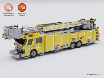 INSTRUCTIONS + STICKERS ONLY - Custom Fire Truck - Tower Ladder 12