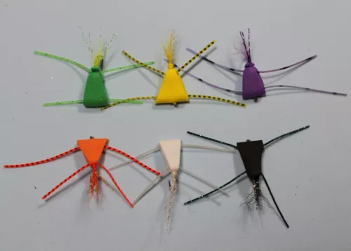 TRIANGLE BUGS SIX COLORS SIZE 10 BLUEGILL TROUT FLIES FLY FISHING