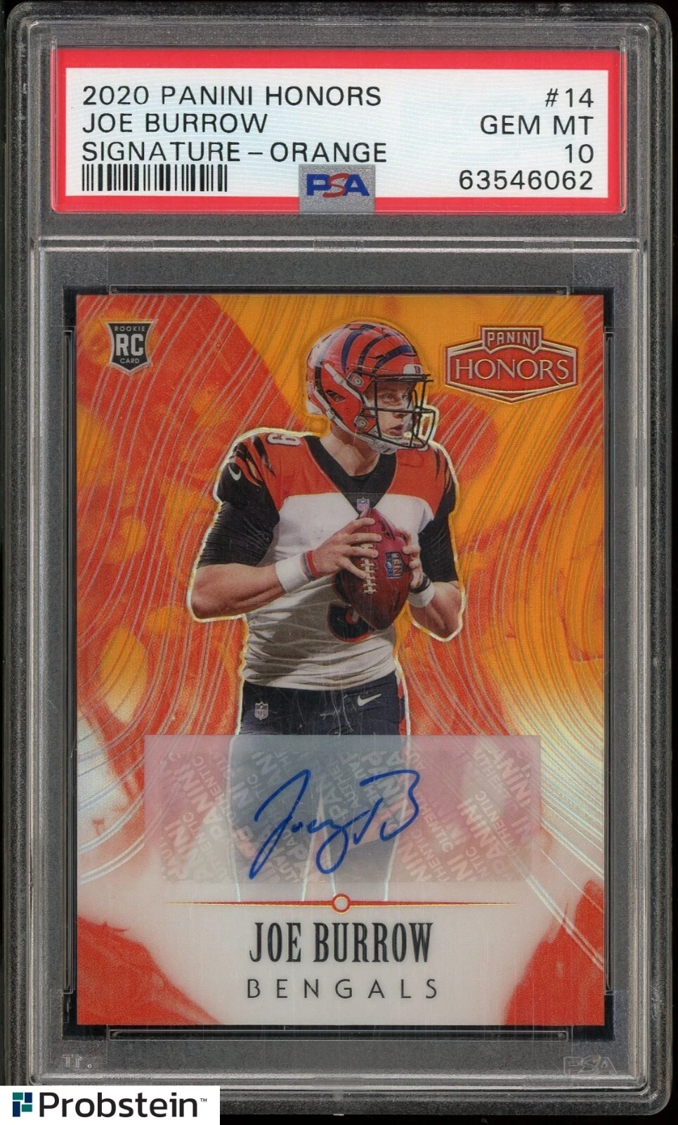 Joe Burrow Panini Honors #14 Signature-Orange