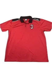 Rhinox AC Milan Men's Polo Shirt Size L Color Red and Black Soccer Italy