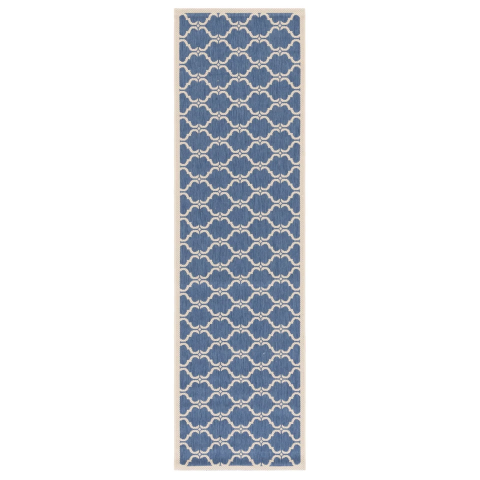 SAFAVIEH Indoor Outdoor CY6009-243 Courtyard Blue / Beige Rug - Image 3 of 4