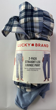 Lucky Brand Ladies' 2-Pack Straight Leg Lounge Pajama Pants, Blue Plaid, Med