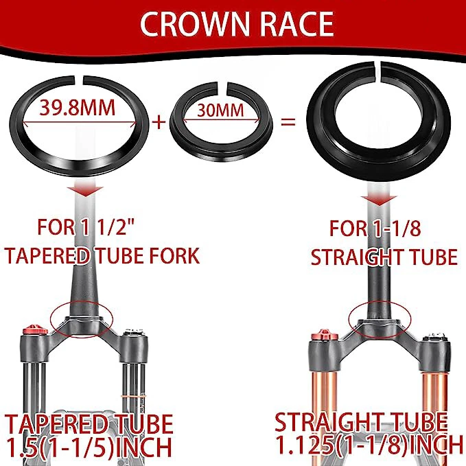 BUCKLOS MTB Bike Headset Sealed Bearing For Straight/Tapered Tube Frame Headsets - Image 4 of 4