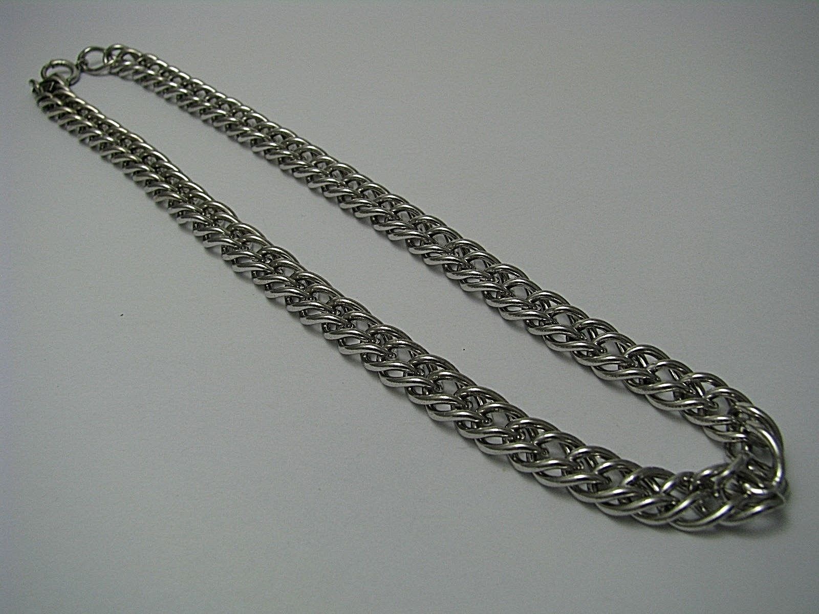 STERLING SILVER NECKLACE DOUBLE LINK CHAIN NECKLACE 9… Gem