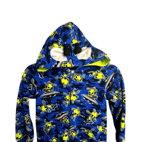 Children's Place Alien UFO Print Fleece Pajama Jumpsuit One Piece Sleepwear 7/8 - Picture 2 of 8