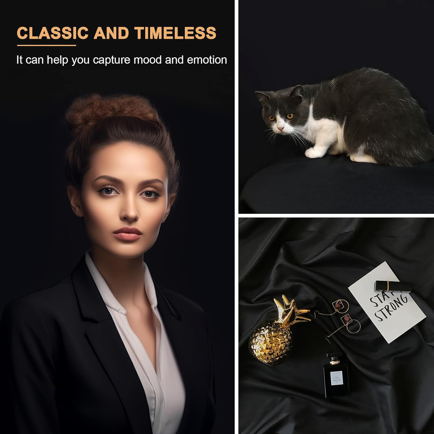 Aimosen 10 X 7 FT Black Backdrop Background for Photography, High Density Polyes