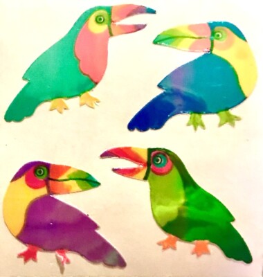 Autocollants Vintage Sandylion – Rouleau Prismatique Oiseaux Tropicaux (perroquet, Toucan)