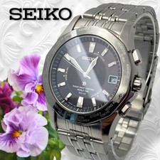 Seiko Brightz 7B25-0AA0 World Time Date Radio Wave Control Solar Mens Watch Auth