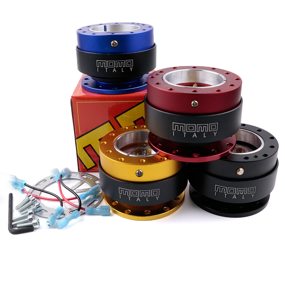 MOMO Black Steering Wheel Quick Release Hub Adapter Snap Boss Kit