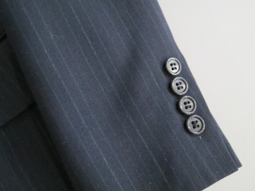 Nino Cerruti Paris Tailored in USA navy blue pin stripe three piece suit 40 S - Picture 5 of 18